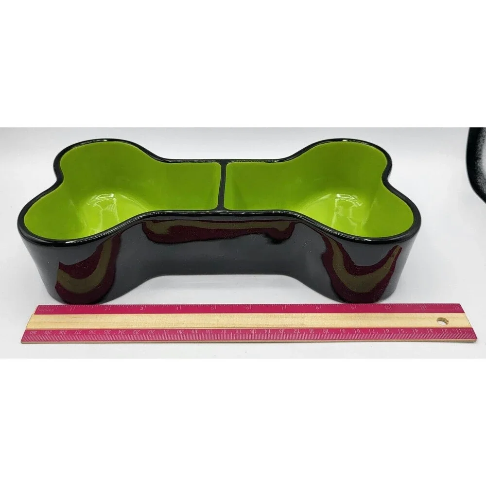 Rae Dunn Ceramic 10in‎ Brew Gruel Bone Pet Bowl Halloween